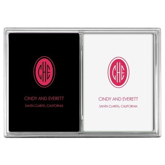 Outline Shaped Oval Monogram with Text Double Deck Playing Cards